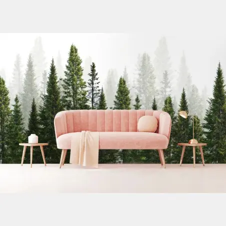Papier peint forêt de sapins brumeuse – Wallnifity®