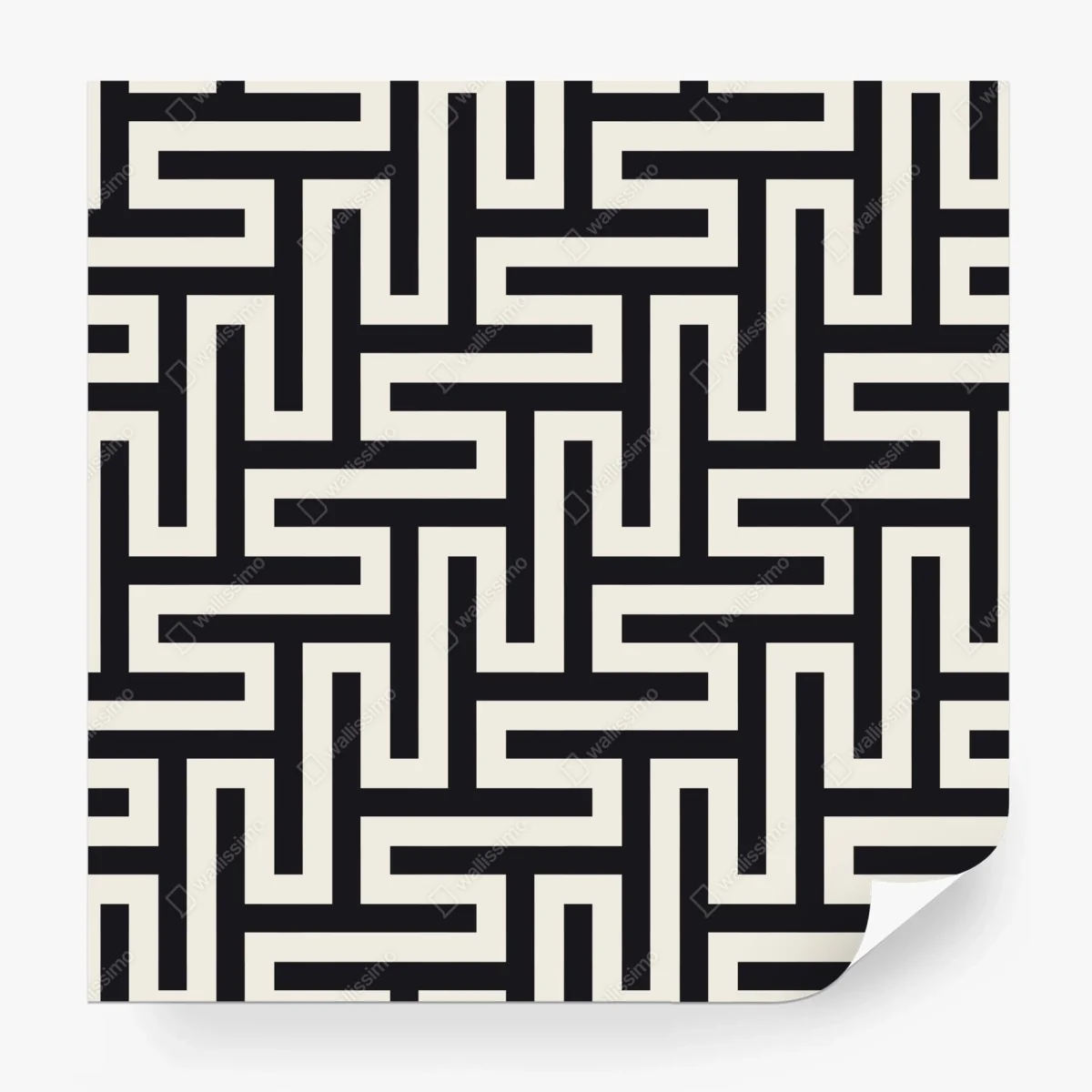 Papier peint motif labyrinthe géométrique noir et beige – Wallnifity® Papier peint motif labyrinthe géométrique noir et beige – Wallnifity®