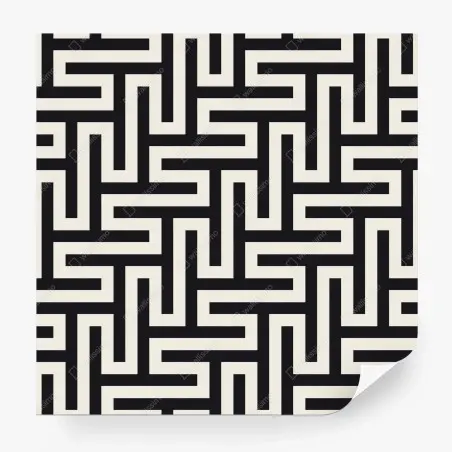 Papier peint motif labyrinthe géométrique noir et beige – Wallnifity®