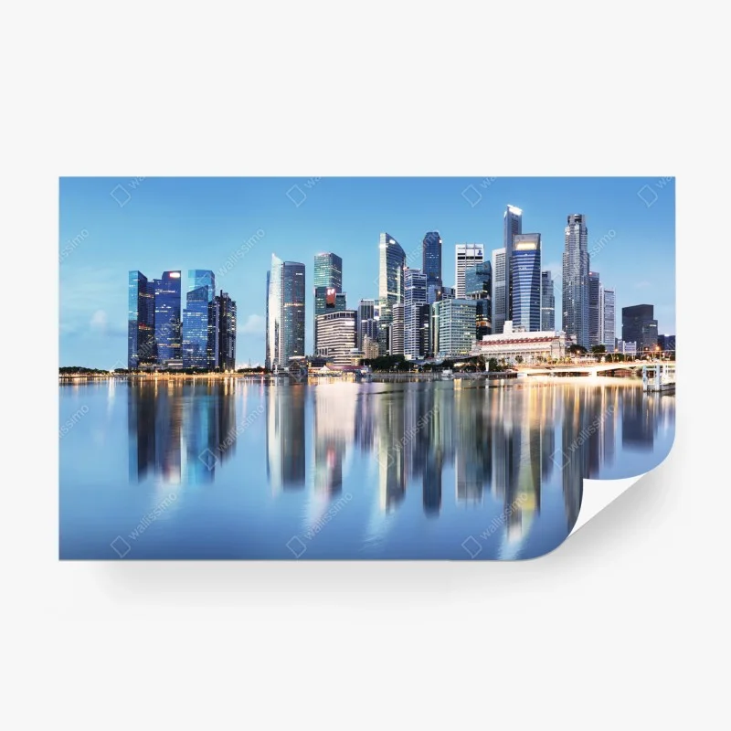 Papier peint panorama urbain de Singapour au crépuscule – Wallnifity® Papier peint panorama urbain de Singapour au crépuscule – Wallnifity®