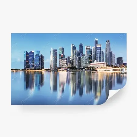 Papier peint panorama urbain de Singapour au crépuscule – Wallnifity®