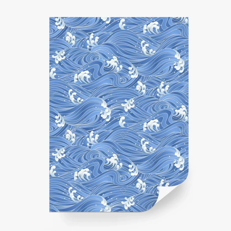 Papier peint motif de vagues stylisées bleu océan – Wallnifity® Papier peint motif de vagues stylisées bleu océan – Wallnifity®
