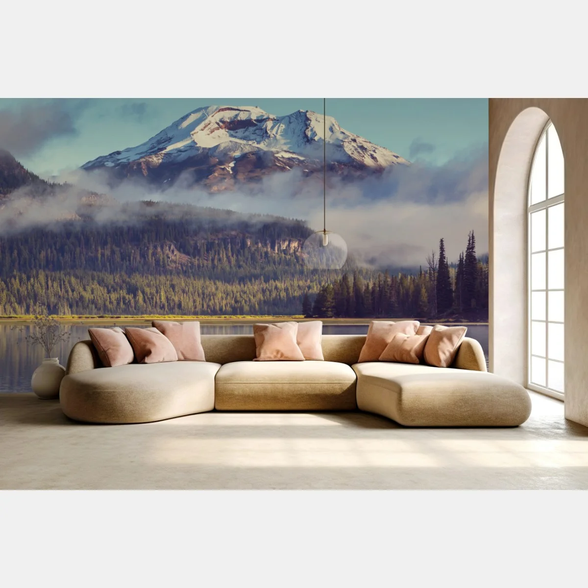 Papier peint paysage matinal du lac et des montagnes d'Oregon – Wallnifity® Papier peint paysage matinal du lac et des montagnes d'Oregon – Wallnifity®