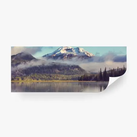 Papier peint paysage matinal du lac et des montagnes d'Oregon – Wallnifity®