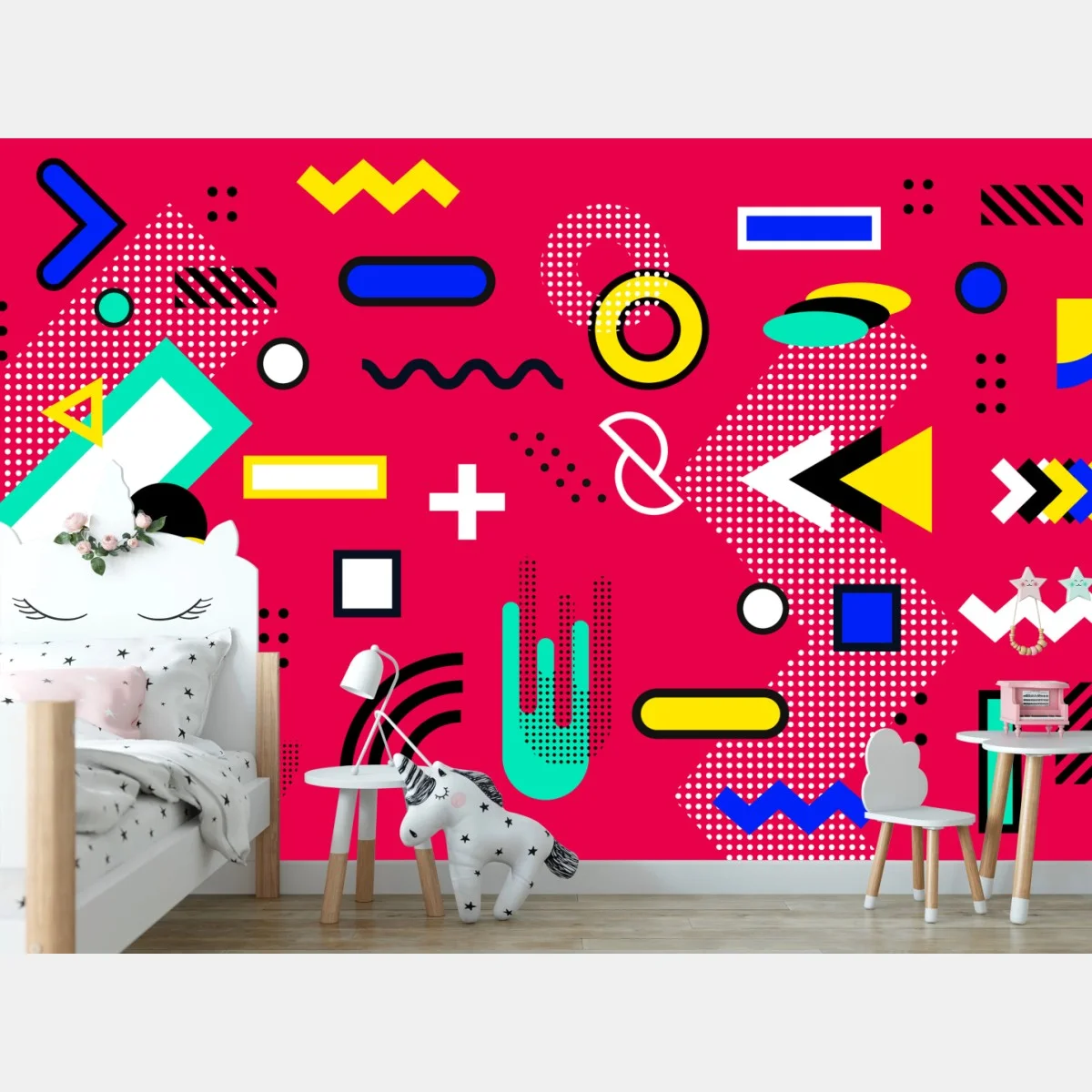 Papier peint motif géométrique rétro coloré – Wallnifity® Papier peint motif géométrique rétro coloré – Wallnifity®