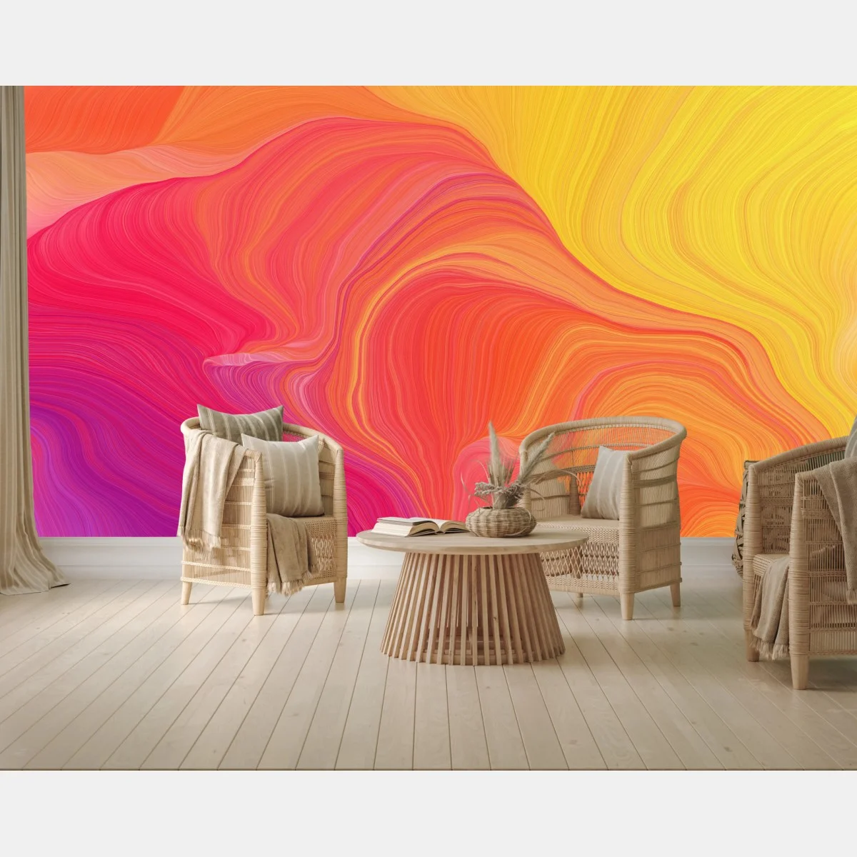 Papier peint vagues colorées en dégradé solaire – Wallnifity® Papier peint vagues colorées en dégradé solaire – Wallnifity®
