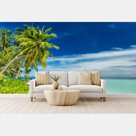 Papier peint côte tropicale aux eaux turquoises – Wallnifity®