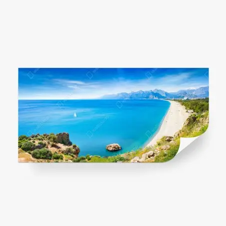 Papier peint panorama côtier d'Antalya, plage de Konyaalti – Wallnifity®