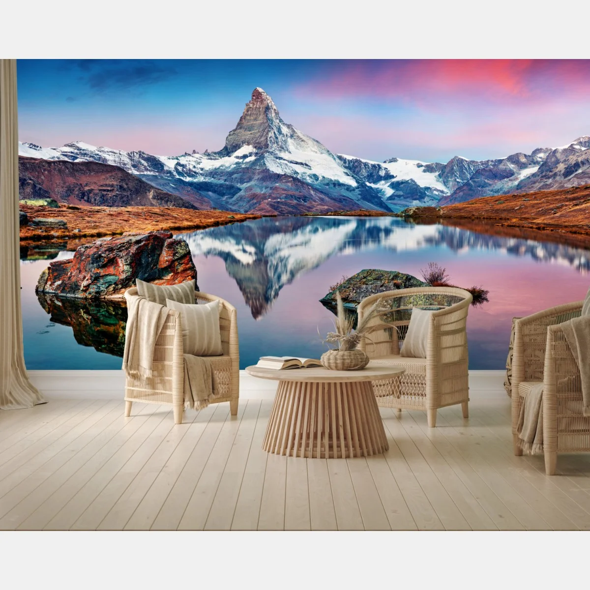 Papier peint reflet du Cervin au lac Stellisee – Wallnifity® Papier peint reflet du Cervin au lac Stellisee – Wallnifity®