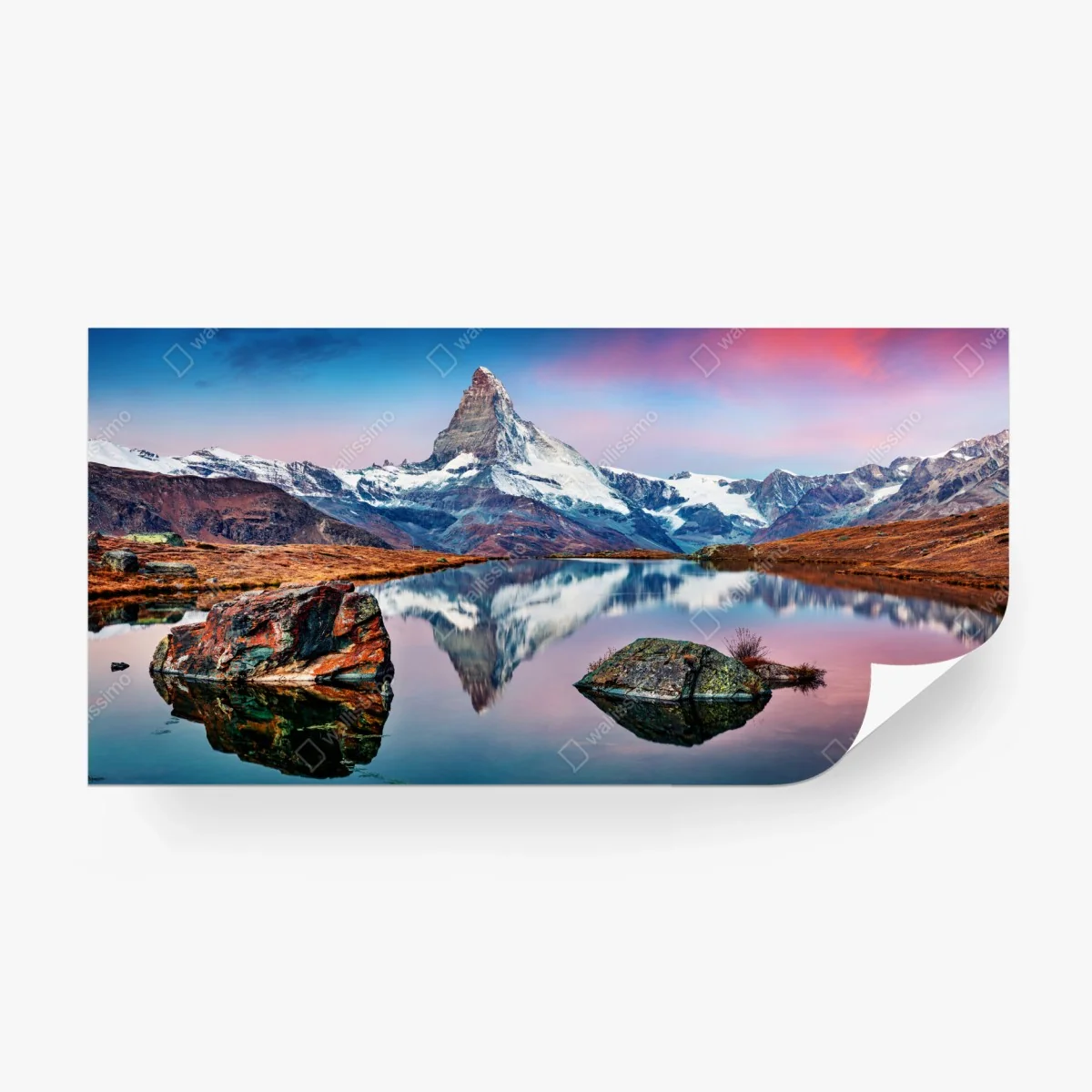 Papier peint reflet du Cervin au lac Stellisee – Wallnifity® Papier peint reflet du Cervin au lac Stellisee – Wallnifity®