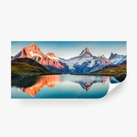 Papier peint panoramique alpin au coucher de soleil à Bachalpsee, Grindelwald – Wallnifity®