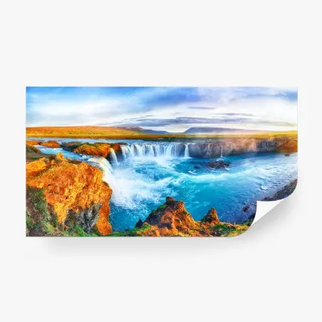 Papier peint lever de soleil sur Godafoss, panorama d'Islande – Wallnifity®