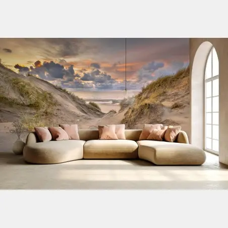 Papier peint coucher de soleil sur les dunes de Zélande – Wallnifity®