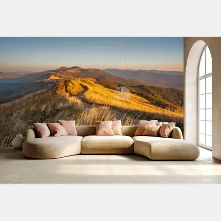 Papier peint crête dorée au coucher du soleil – Wallnifity®