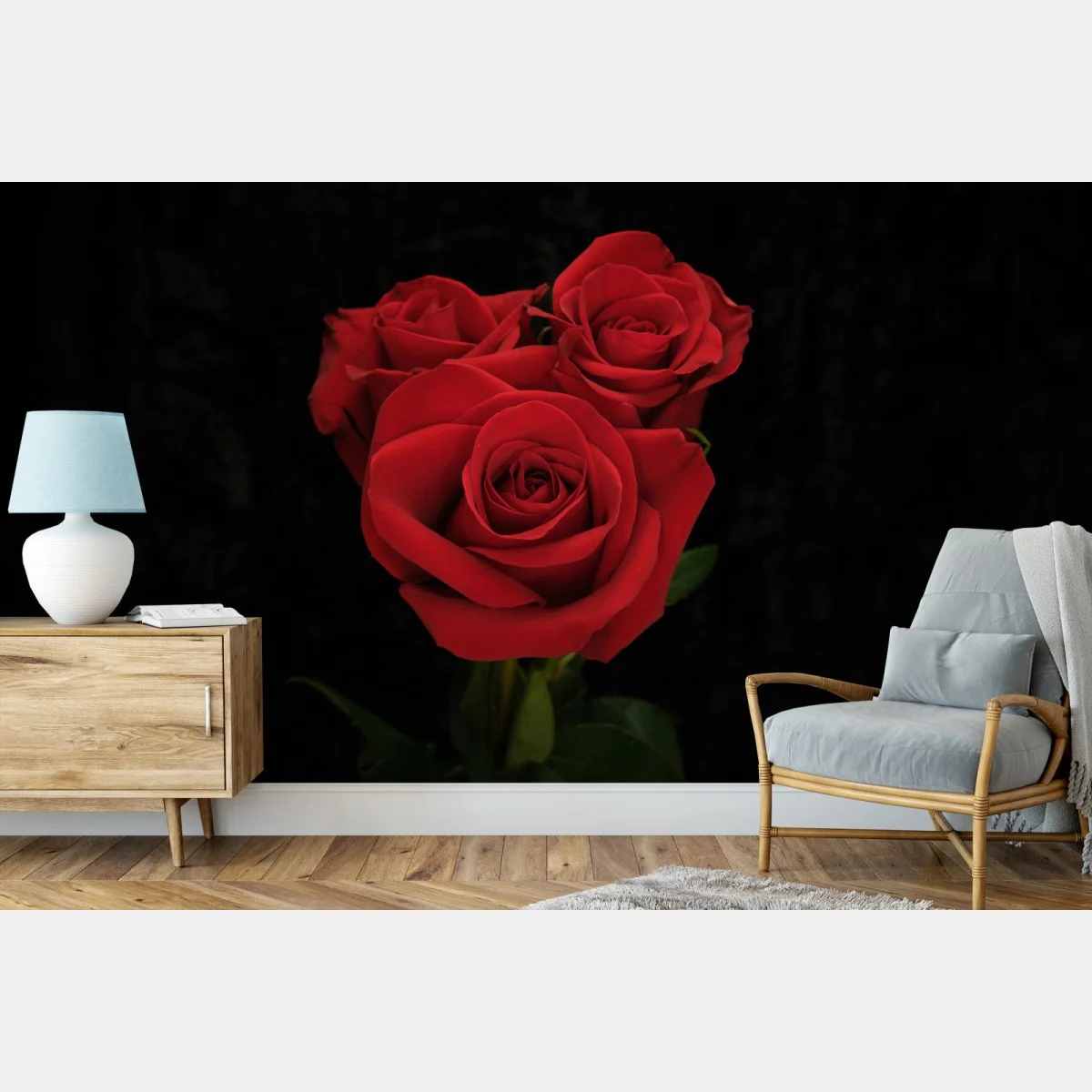 Papier peint bouquet de roses rouges sur fond noir – Wallnifity® Papier peint bouquet de roses rouges sur fond noir – Wallnifity®