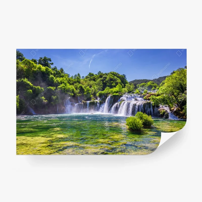Papier peint cascade idyllique de Skradinski Buk au parc national de Krka – Wallnifity®
