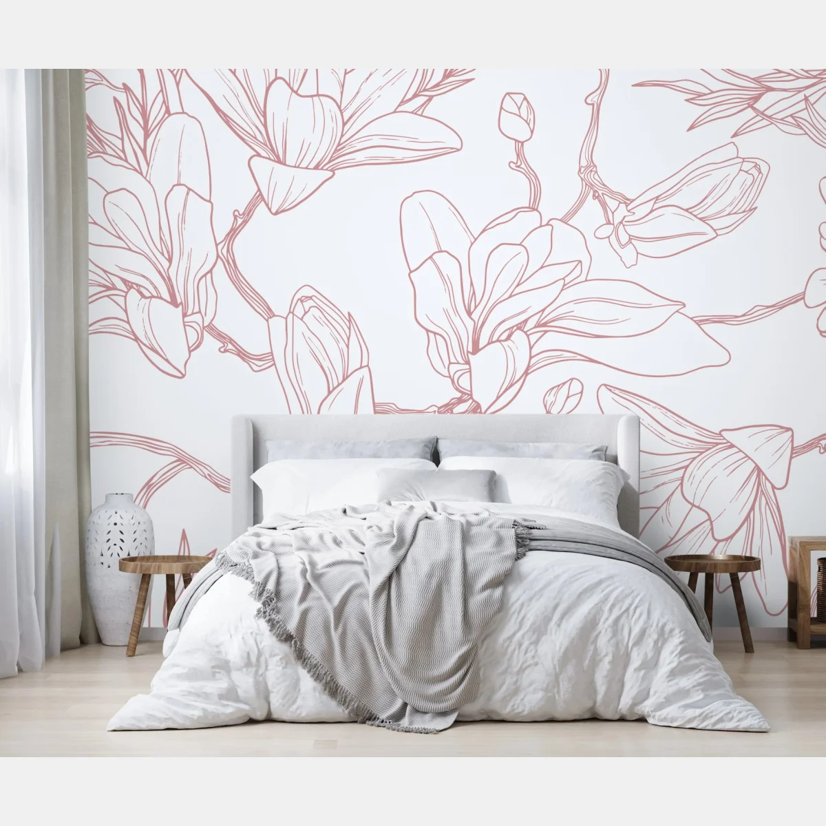 Papier peint motif magnolia délicat et aérien – Wallnifity® Papier peint motif magnolia délicat et aérien – Wallnifity®
