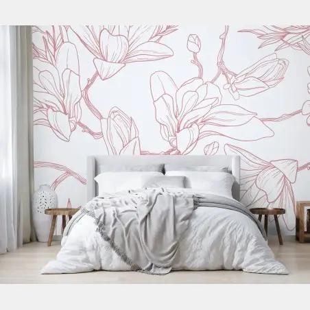 Papier peint motif magnolia délicat et aérien – Wallnifity®