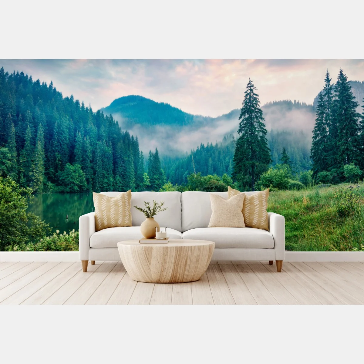 Papier peint brume matinale sur Lacu Roșu – Wallnifity® Papier peint brume matinale sur Lacu Roșu – Wallnifity®