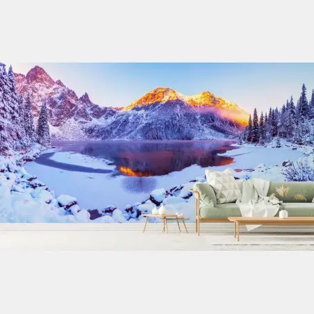 Papier peint paysage alpin au lever du soleil dans les Alpes italiennes – Wallnifity®