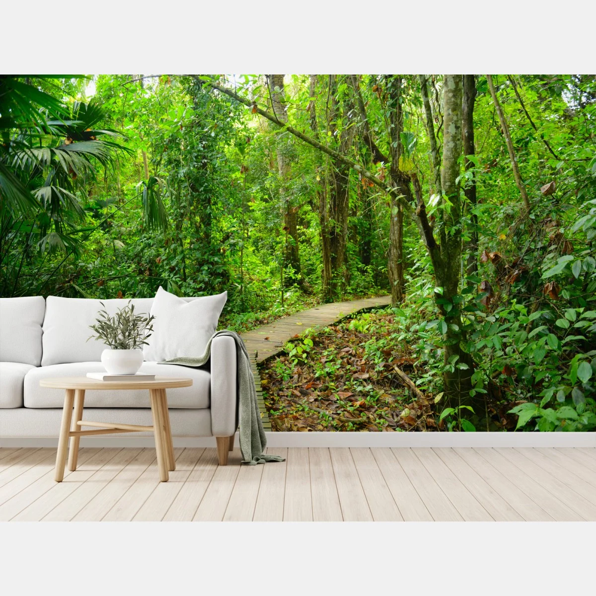 Papier peint chemin en bois au cœur de la forêt tropicale – Wallnifity® Papier peint chemin en bois au cœur de la forêt tropicale – Wallnifity®