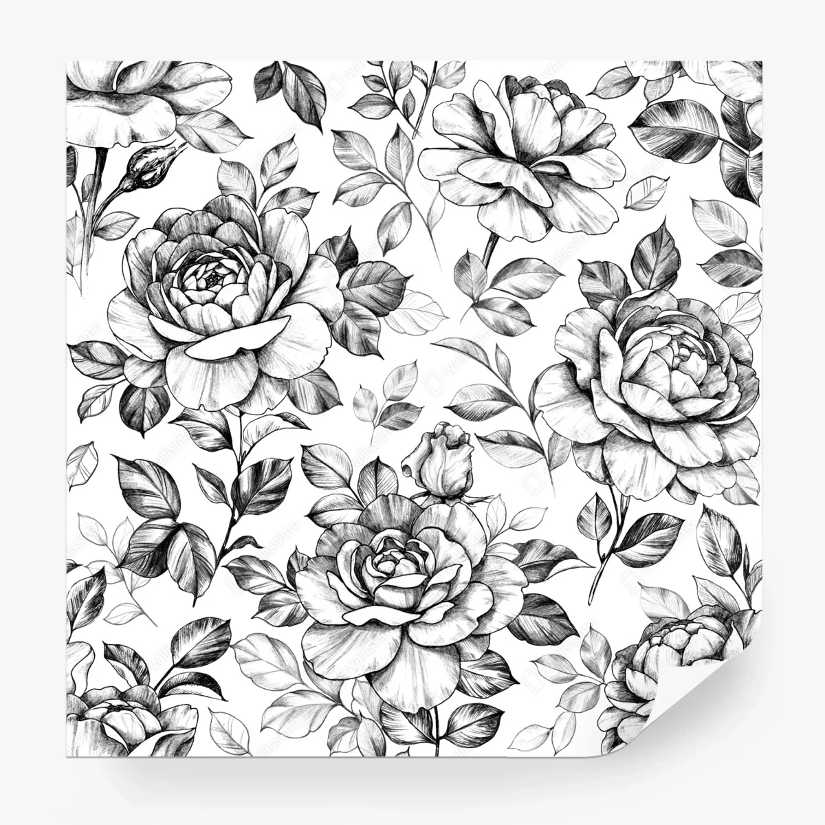 Papier peint motif floral vintage rose en dessin au crayon – Wallnifity® Papier peint motif floral vintage rose en dessin au crayon – Wallnifity®