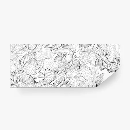 Papier peint motif floral linéaire noir et blanc – Wallnifity®