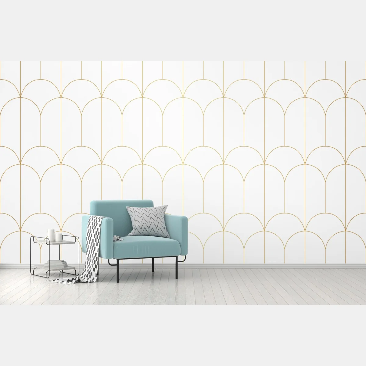 Papier peint motif art déco doré et minimaliste – Wallnifity® Papier peint motif art déco doré et minimaliste – Wallnifity®