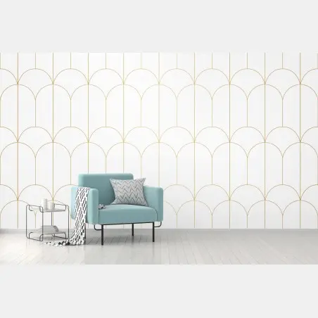 Papier peint motif art déco doré et minimaliste – Wallnifity®