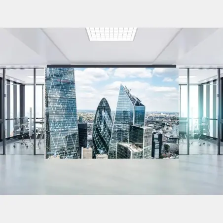 Papier peint panorama urbain de Londres aux gratte-ciel en verre – Wallnifity®