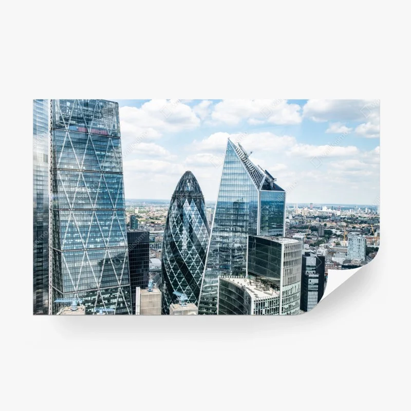 Papier peint panorama urbain de Londres aux gratte-ciel en verre – Wallnifity®