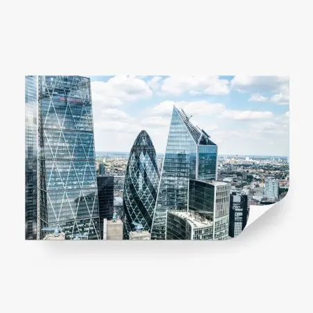 Papier peint panorama urbain de Londres aux gratte-ciel en verre – Wallnifity®