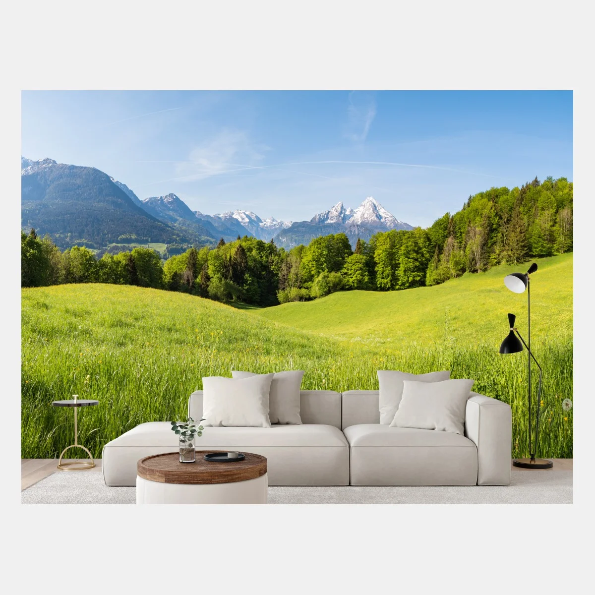 Papier peint paysage printanier alpin panoramique – Wallnifity® Papier peint paysage printanier alpin panoramique – Wallnifity®