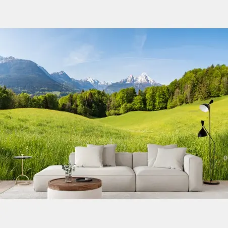 Papier peint paysage printanier alpin panoramique – Wallnifity®