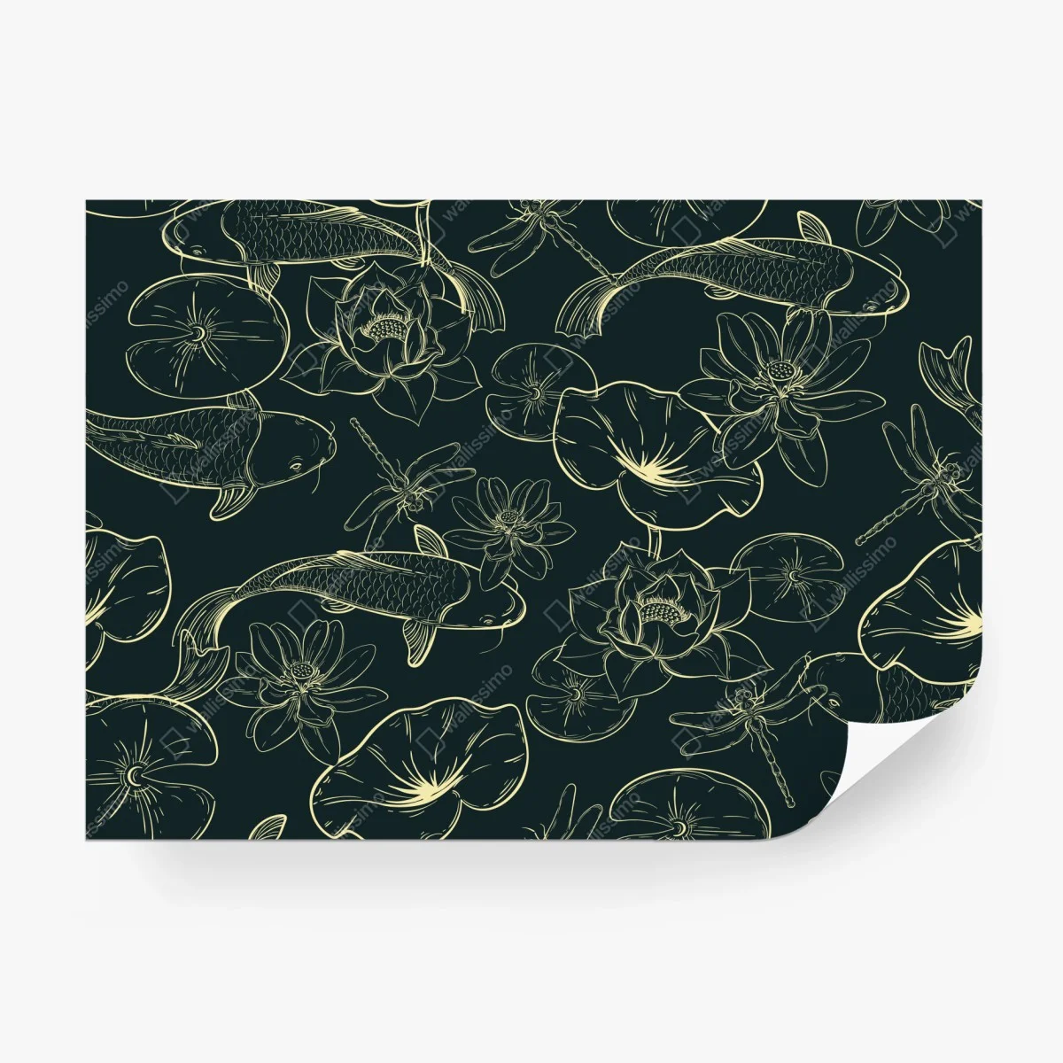 Papier peint motif carpes koi et nénuphars, illustration élégante – Wallnifity® Papier peint motif carpes koi et nénuphars, illustration élégante – Wallnifity®