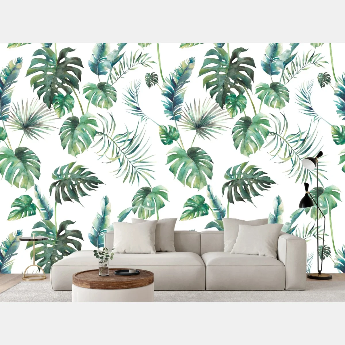 Papier peint motif feuilles tropicales en aquarelle – Wallnifity® Papier peint motif feuilles tropicales en aquarelle – Wallnifity®