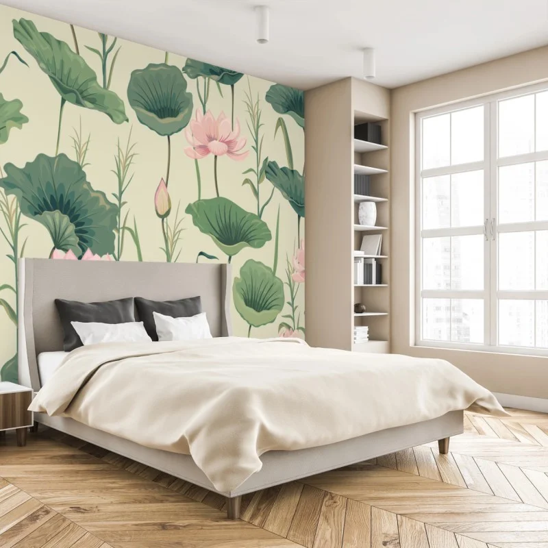 Papier peint oasis de lotus pastel – Wallnifity® Papier peint oasis de lotus pastel – Wallnifity®