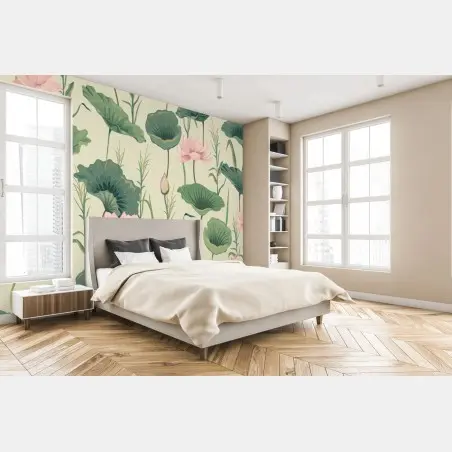 Papier peint oasis de lotus pastel – Wallnifity®