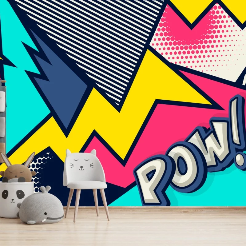 Papier peint composition pop art dynamique avec pow – Wallnifity®