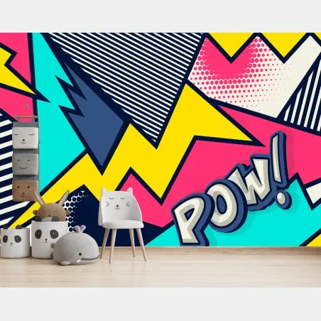 Papier peint composition pop art dynamique avec pow – Wallnifity®
