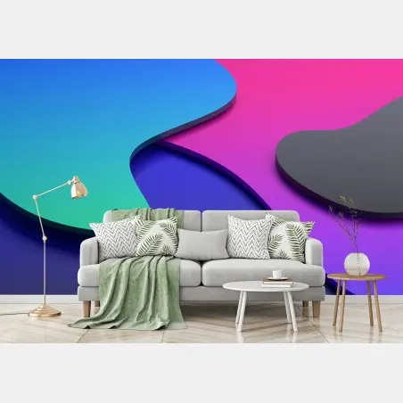 Papier peint composition abstraite dégradé violet et bleu minimaliste – Wallnifity®