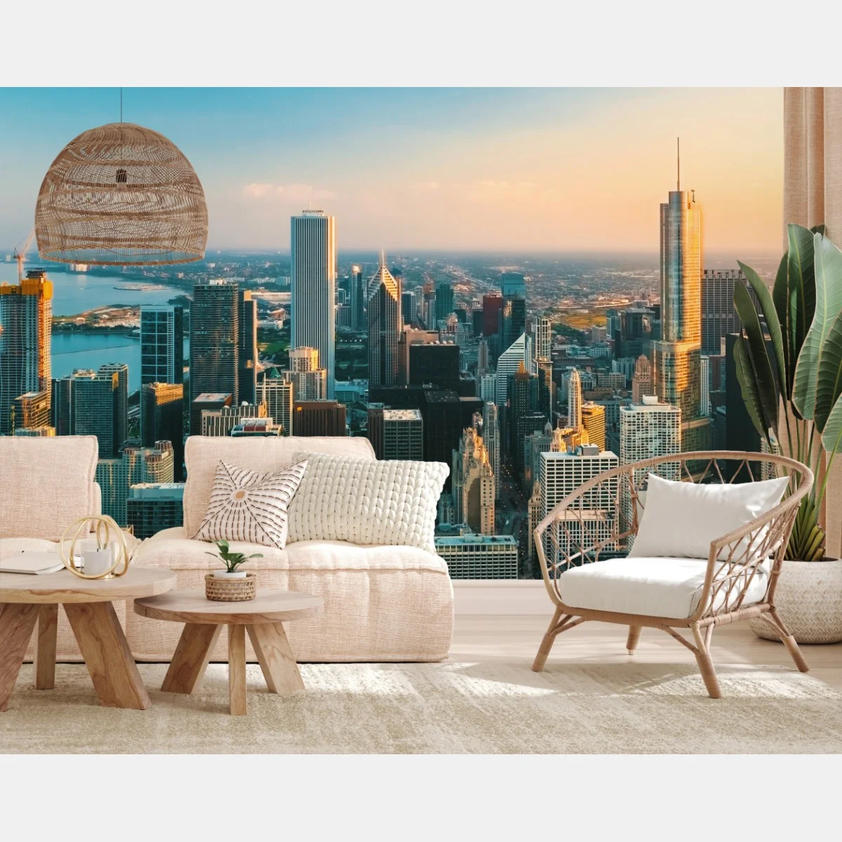 Papier peint panorama urbain de Chicago au coucher du soleil – Wallnifity® Papier peint panorama urbain de Chicago au coucher du soleil – Wallnifity®