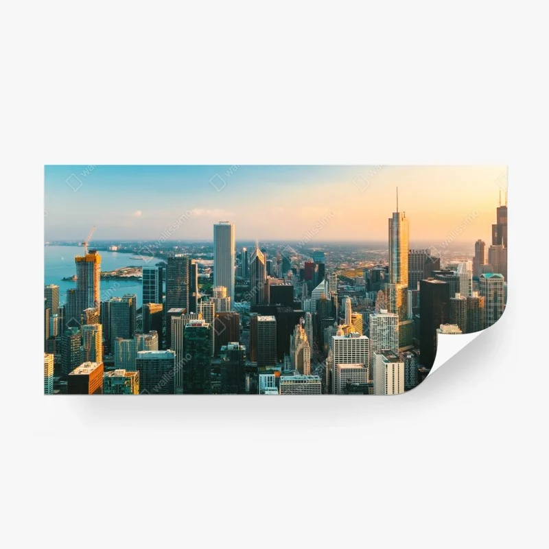 Papier peint panorama urbain de Chicago au coucher du soleil – Wallnifity® Papier peint panorama urbain de Chicago au coucher du soleil – Wallnifity®