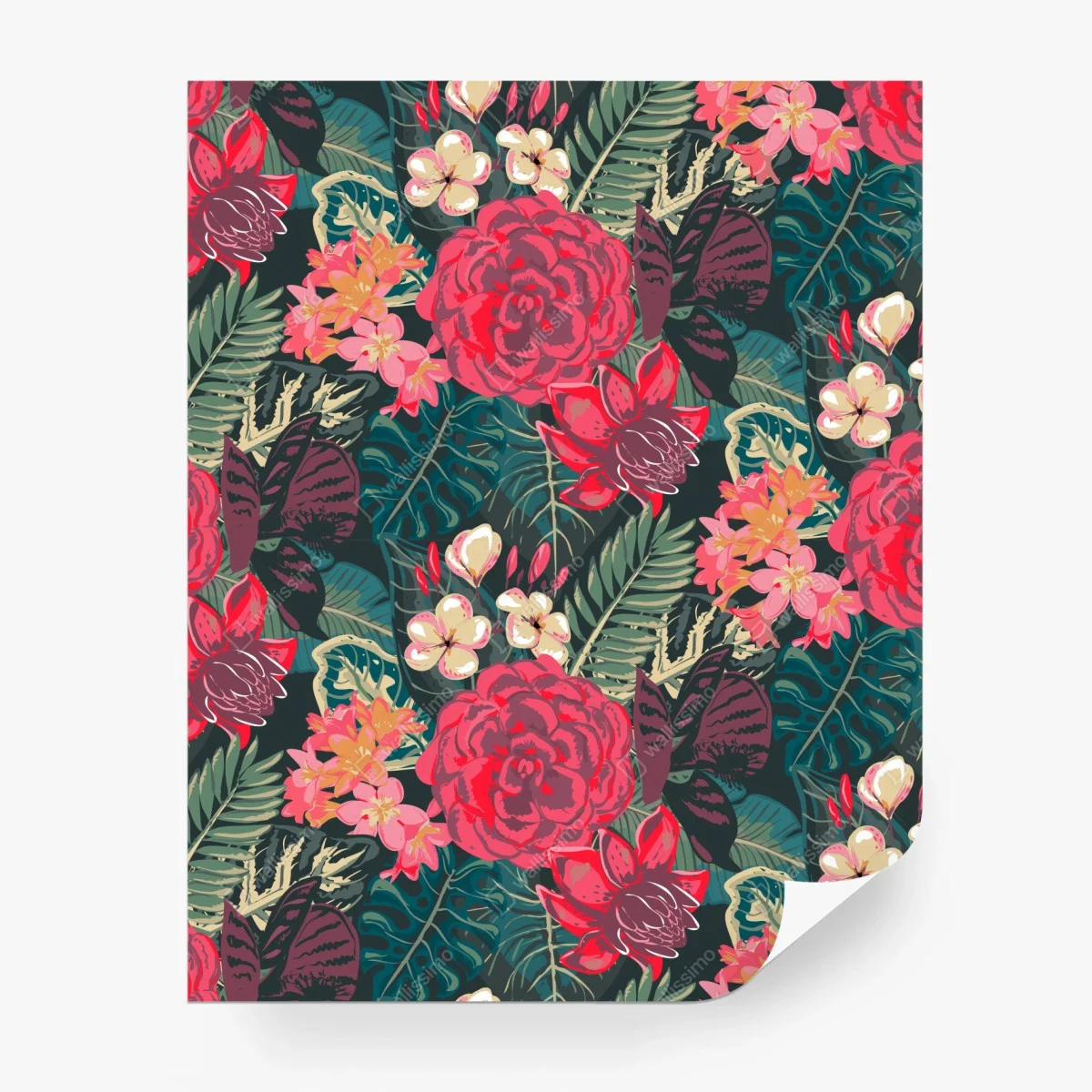 Papier peint parure botanique tropicale aux fleurs rouges – Wallnifity® Papier peint parure botanique tropicale aux fleurs rouges – Wallnifity®