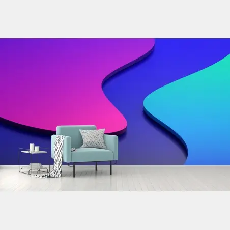 Papier peint abstraction 3d en dégradé violet et bleu – Wallnifity®