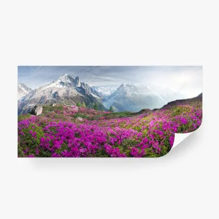 Papier peint champ de rhododendrons au pied du Mont Blanc – Wallnifity®