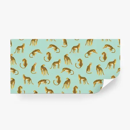 Papier peint motif guépards sur fond menthe – Wallnifity®