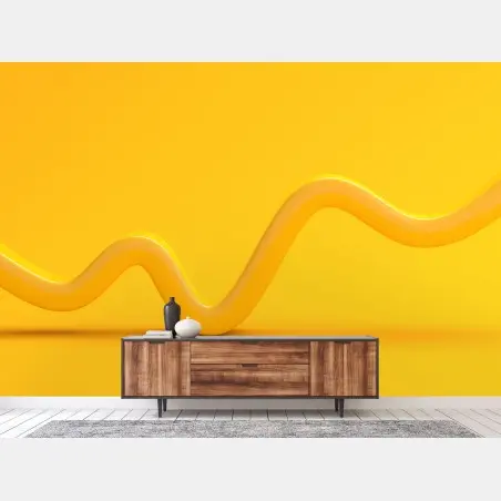 Papier peint vague ondulante jaune minimaliste – Wallnifity®