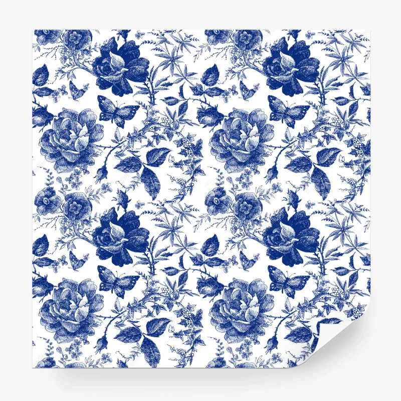 Papier peint motif floral bleu classique et raffiné – Wallnifity® Papier peint motif floral bleu classique et raffiné – Wallnifity®