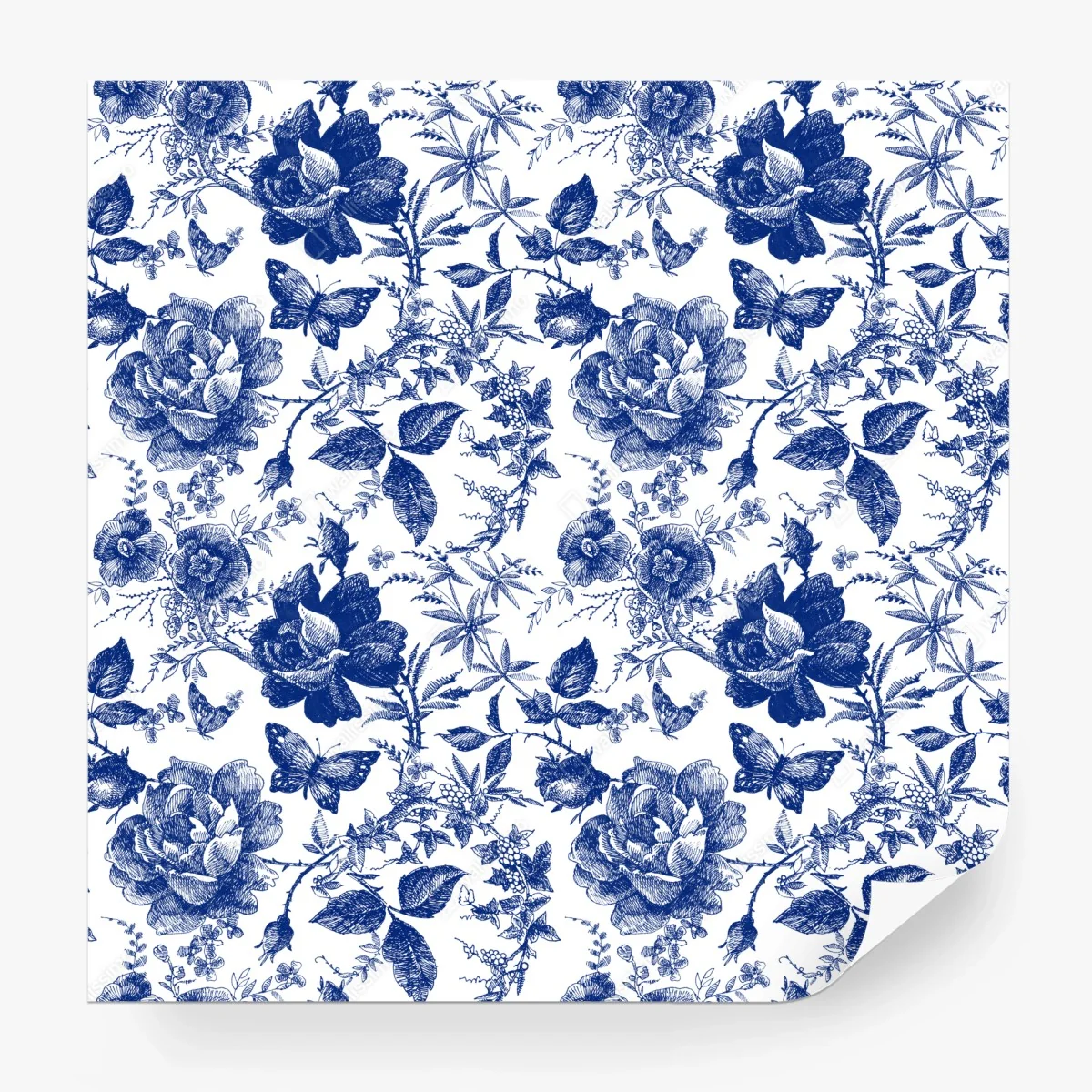 Papier peint motif floral bleu classique et raffiné – Wallnifity® Papier peint motif floral bleu classique et raffiné – Wallnifity®